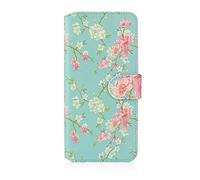 32nd Floreale Series 2.0 - Custodia a Portafoglio in Pelle PU per Samsung Galaxy A10 (2019), Case Realizzato in Pelle Sintetica con Diversi Comparti e Chiusura Magnetica - Primavera Blu