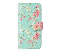 32nd Floreale Series - Custodia a Portafoglio in Pelle PU per Apple iPhone XR, Case Realizzato in Pelle Sintetica con Diversi Comparti e Chiusura Magnetica - Primavera Blu
