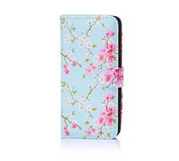 32nd Floreale Series - Custodia a Portafoglio in Pelle PU per Nokia 6 (2017), Case Realizzato in Pelle Sintetica con Diversi Comparti e Chiusura Magnetica - Primavera Blu