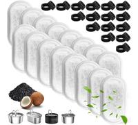 32Pcs Filtri Fontanella Gatti con Tripla Filtrazione, Set Filtro Carbone Attivi 16 & Spugna Schiuma 16, Accessori Ricambio Distributore Acqua Animale Domestico per Fontana Acciaio Inox Gatto 3,2L / 2L