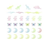 32pcs Luminous Wall Stickers - Eco-Friendly 3D Glow in the Dark Decor for Kids' Rooms, Dinosaurs, Moons & Trees