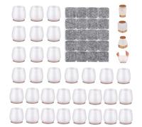 32PCS Tappi per Sedie Gommini Piedini Rotondi + 20PCS Feltrini per Mobili Pesanti Cuscinetto Feltro Piedi Copripiedini Tacchetti, per Pavimenti in Legno Aggiornato Ispessito Trasparenti L 30-45MM