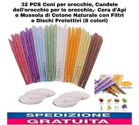 32pz Coni per Orecchie, Candele Dell'Orecchio Con Filtri E Dischi Protettivi