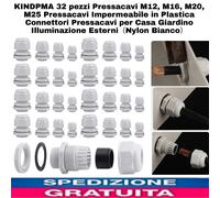 32pz Pressacavi M12, M16, M20,M25 Pressacavi Impermeabile in Plastica Connettori