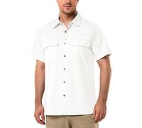 33,000ft Camicia da uomo a maniche corte UPF50+, protezione UV, per attività all'aria aperta, ad asciugatura rapida, per il tempo libero, per pesca, safari, viaggi, golf, bianco, XL