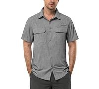 33,000ft Camicia da uomo a maniche corte UPF50+, protezione UV, per attività all'aria aperta, ad asciugatura rapida, per il tempo libero, per pesca, safari, viaggi, golf, Erica grigia, XXXL