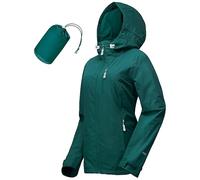33,000ft Giacca impermeabile da donna, impermeabile, traspirante, per autunno, mezza stagione, giacca leggera con cappuccio, giacca a vento per escursioni, viaggi, trekking e bicicletta, Ciano verde,