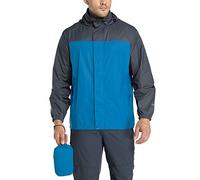 33,000ft Giacca impermeabile da uomo, leggera, impermeabile, pieghevole, con cappuccio, per bicicletta, pioggia, antivento, campeggio, attività all'aperto, Blu medio/blu scuro grigio, L
