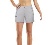 33,000ft Pantaloni corti da trekking, da donna, elasticizzati, leggeri, estivi, UPF50+, per escursioni, campeggio, viaggi, grigio argentato, 44