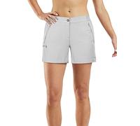 33,000ft Pantaloni corti da trekking, da donna, elasticizzati, leggeri, estivi, UPF50+, per escursioni, campeggio, viaggi, grigio chiaro, 42