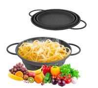 33,5cmX25,5cmX2,3cm Scolapasta in Silicone Pieghevole Grigio Scolapasta Pieghevole Silicone Colander Setaccio da Cucina Ideale per Scolare Pasta Broccoli Puoi Anche Sciacquare Insalata Frutta