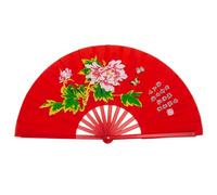 33 cm cinese Tai Chi Yoga Kung Fu Bone Dance Performance ventaglio pieghevole ventaglio da palco cineserie decorazioni for matrimoni (Color : Red peony-33cm)