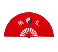 33 cm cinese Tai Chi Yoga Kung Fu Bone Dance Performance ventaglio pieghevole ventaglio da palco cineserie decorazioni for matrimoni (Color : Red tai chi-33cm)