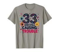 33 e Ancora causando Problemi Regalo di Compleanno Umorismo Maglietta, Uomo, Ardesia, L