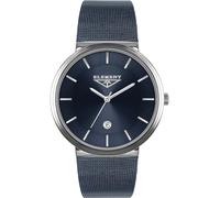 33 ELEMENT Orologio da polso analogico al quarzo con cinturino in pelle, con data, vetro zaffiro, cassa in acciaio inox, 30 WR, Blu, Minimalista