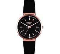 33 ELEMENT Orologio da polso analogico al quarzo, con cinturino in silicone e cassa in acciaio inox, vetro zaffiro, 30 WR, nero, oro rosa, Moderno