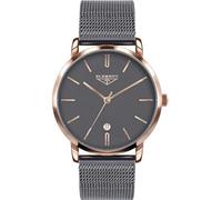 33 ELEMENT Orologio da polso analogico al quarzo, con vetro zaffiro, con cassa e cinturino in acciaio inox, 30 WR, grigio, oro rosa, Classico