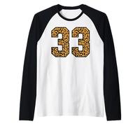33 Numero Leopard Trentatré Sport di Squadra Varsity Matching Maglia con Maniche Raglan