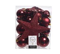 33 PALLINE DI NATALE 8CM+PUNTALE ROSSO SANGUE ASSORTITE ALBERO DI NATALE ADDOBBI DECORAZIONI