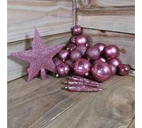 33 PALLINE DI NATALE+PUNTALE ROSA VELVET ASSORTITE
