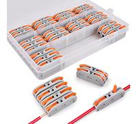 33 Pezzi Connettori Elettrici Rapidi con Polo, morsettiera elettrica cavi elettrici connettore 1 Filo 2 Entrate morsetti elettrici rapidi connettori per Cavi Combinabili Liberamente