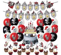 33 pezzi Set di decorazioni per feste di compleanno a tema cavalieri medievali, decorazioni a tema guerrieri dell'antica Grecia, palloncini per feste di compleanno