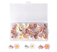 33 PzPuntine per Lavagna Sughero, Puntine da Disegno a Forma di Fiore, Puntine Disegno Pins per Ufficio Scuola Bacheca Mappa Poster Foto Bacheche Lavagne Sughero da Parete(Bianco, Rosa, Rosa Scuro)