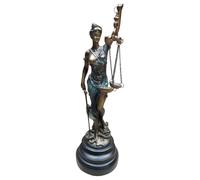 33 x 12 x 10 cm, scultura in resina con scaglie e spada, statua della giustizia della giustizia, decorazione europea, regalo per avvocato, finitura bronzo