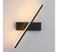 330 ° Rotante LED Lampada A Parete Moderno Stile Nordico Lunghi Luce a Muro Alluminio Interno Applique da Parete per Lampada Da Comodino Soggiorno Scale(Size:30cm, 6W,Color:Nero, bianco naturale)