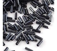 3300 - Tubicini di vetro da 6 mm, per gioielli fai da te (nero metallizzato)