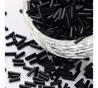3300 - Tubicini di vetro da 6 mm, per gioielli fai da te (nero opaco)