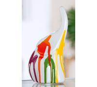 33206 Figura Elefante "Colori" Elefante Ceramica Bianca Colorata 8 X 11,5 X 19cm