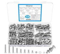 336 Pezzi Set Viti M6 in Acciaio Inossidabile, Set Viti e Dadi Metrici, Assortimento Viti Filettate con Rondelle, Viti Esagonali per Macchine, Strutture Metalliche e Fai-da-Te
