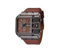 (3364 Caffè-Caffè)Oulm 3364 Orologio al quarzo da uomo con quadrante quadrato e cinturino in pelle