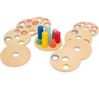 3386 Puzzle Logistecca small foot in legno, 8 dischi e bastoni colorati su una base di legno, a partire da 1,5 anni di età