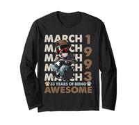 33rd Birthday Dog Lover March 1993 Vintage 33 Years Old Maglia a Manica