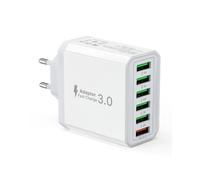 33W Caricatore USB, 6 Portos Caricabatterie Multipla con QC3.0 Per iPhone 15 Pro Max 14 Plus 13 12 11 SE XR, iPad Pro, Samsung, Spina Carica Rapido Adattatore Alimentatore Presa Muro Ricarica