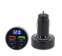 33W USB Car Socket Adapter 12V 24V Fast Power LED Display | Monitora la tensione della batteria del veicolo in reale con un chiaro display digitale a LED mentre alimenta più dispositivi