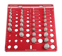 34 Calibro per dadi e bulloni con 8 dimensioni di punte da trapano, strumento di identificazione filettatura metrica e standard, in lega di alluminio rossa, per uso in officina