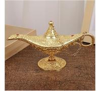 34 cm Lampada Magica Aladdin Oro Grande, Lampada per Desiderio Metallico Vintage Olio di tè per la casa Pentola Aladdin Genie Wishing Lampa