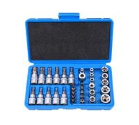 34 Pezzi Bussole Torx Femmina, Robusto e Facile da Usare, Chiavi Torx Femmina, Multifunzionale, Set di Dadi Torx, per Auto, Riparazione di Biciclette, Lavori Domestici (blu)