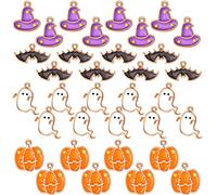 34 Pezzi Ciondolo di Halloween Fai da Te Charm Ciondolo di Halloween Gioielli Lega Ciondolo di Zucca Fantasma Cappello da Mago Fabbricazione per Festa Halloween Fai da Te Gioielli Collana Braccialetto
