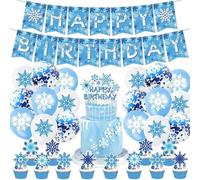 34 pezzi di decorazioni per compleanni a tema Frozen, feste di compleanno a tema Frozen, compleanni, decorazioni con palloncini a forma di fiocchi di neve