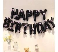 34 pezzi Striscione per Buon Compleanno Nero + Set Fiocchi Rosa, Palloncini Foil da 16 pollici, Adatto per Decorazione Festa a Tema Compleanno, Combinazione Creativa Nero e Rosa, Applicabile per Festa