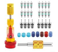 34 pz. AC per servizio Kit nucleo valvola strumento guarnizioni 34 pz | 34 pezzi set completo, 1 strumento più 33 componenti, per una manutenzione completa del clima, riparazione efficiente