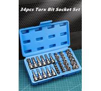 34 pz Torx Bit Socket e E-Torx Star Socket Set 1/4 "3/8" 1/2 "Drive Maschio Femmina E-torx Punte di Sicurezza Strumento Palmare