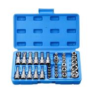 34 pz Torx Bit Socket & E-Torx Star Set 1/4 "3/8" 1/2 "Drive Maschio Femmina E-torx Strumento portatile Set di prolunghe