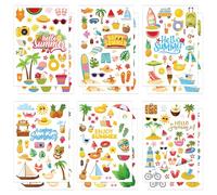 344 Adesivi Estivi per Bambini, 12 Fogli Adesivi Vacanze Cartone Animato Piscina, Ananas, Sole Adesivo Spiaggia Colorato per Bomboniere alle Hawaii, Vacanze, Scrapbooking, Diario, Artigianato