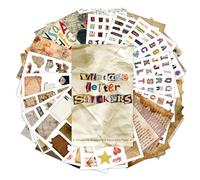 347 adesivi con lettere per scrapbooking, 18 fogli di adesivi con lettere dell'alfabeto e 20 fogli vintage per scrapbooking, forniture per diario spazzatura, graffiti in stile americano, forniture per