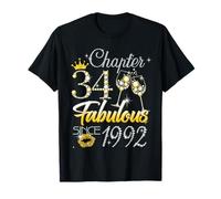 34th Birthday Queen Chapter 34 Fabulous Since 1992 Women Maglietta